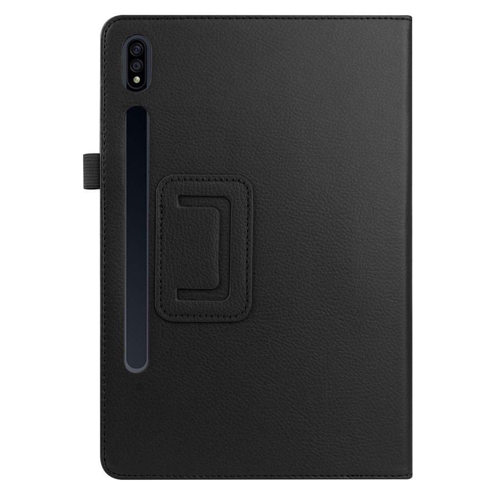 Litchi Skin Leather Stand Shell Case for Samsung Galaxy Tab S7 Plus - Black-2