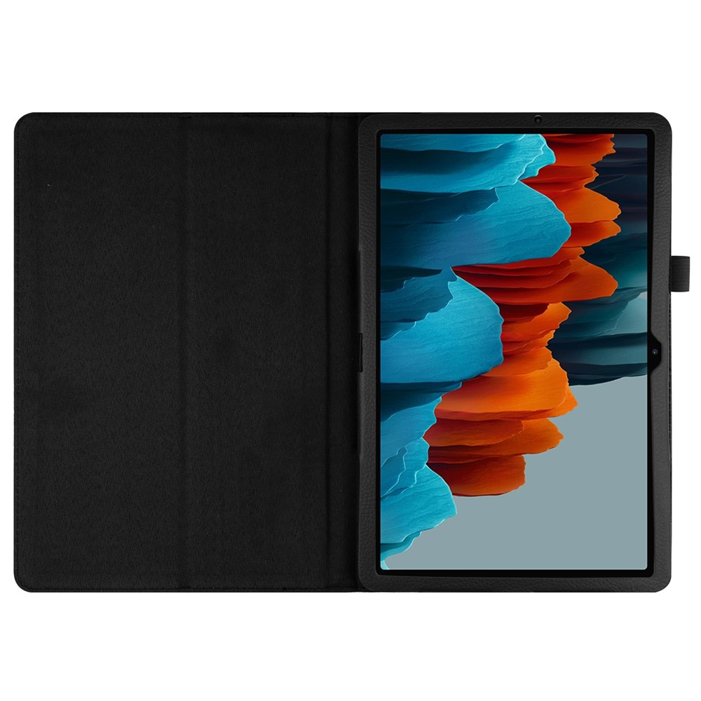 Litchi Skin Leather Stand Shell Case for Samsung Galaxy Tab S7 Plus - Black-4