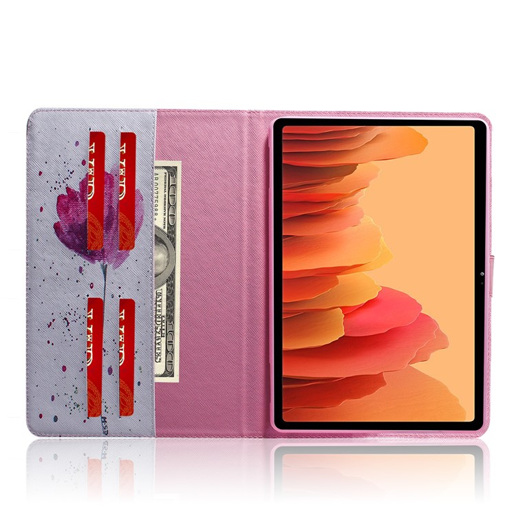 Pattern Printing PU Leather Wallet Case for Samsung Galaxy Tab A7 10.4 (2020) Cover - Beautiful Flower-3