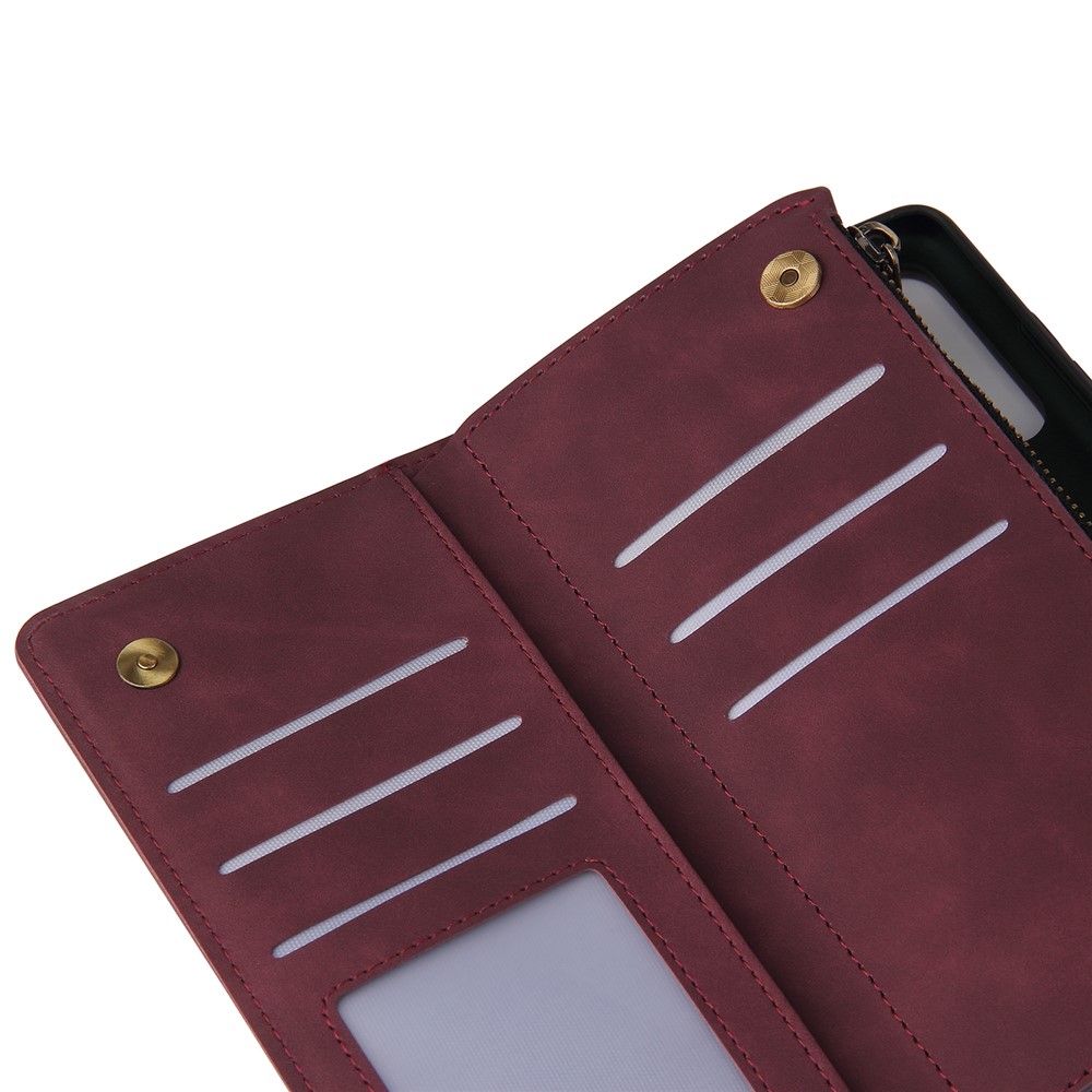 With Many Card Slots Leather Wallet Case for Samsung Galaxy S20 FE/S20 Fan Edition/S20 FE 5G/S20 Fan Edition 5G - Red-12