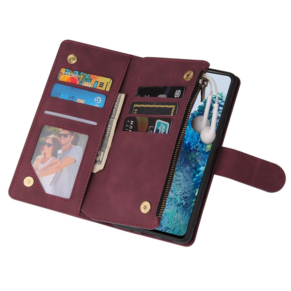 With Many Card Slots Leather Wallet Case for Samsung Galaxy S20 FE/S20 Fan Edition/S20 FE 5G/S20 Fan Edition 5G - Red-7