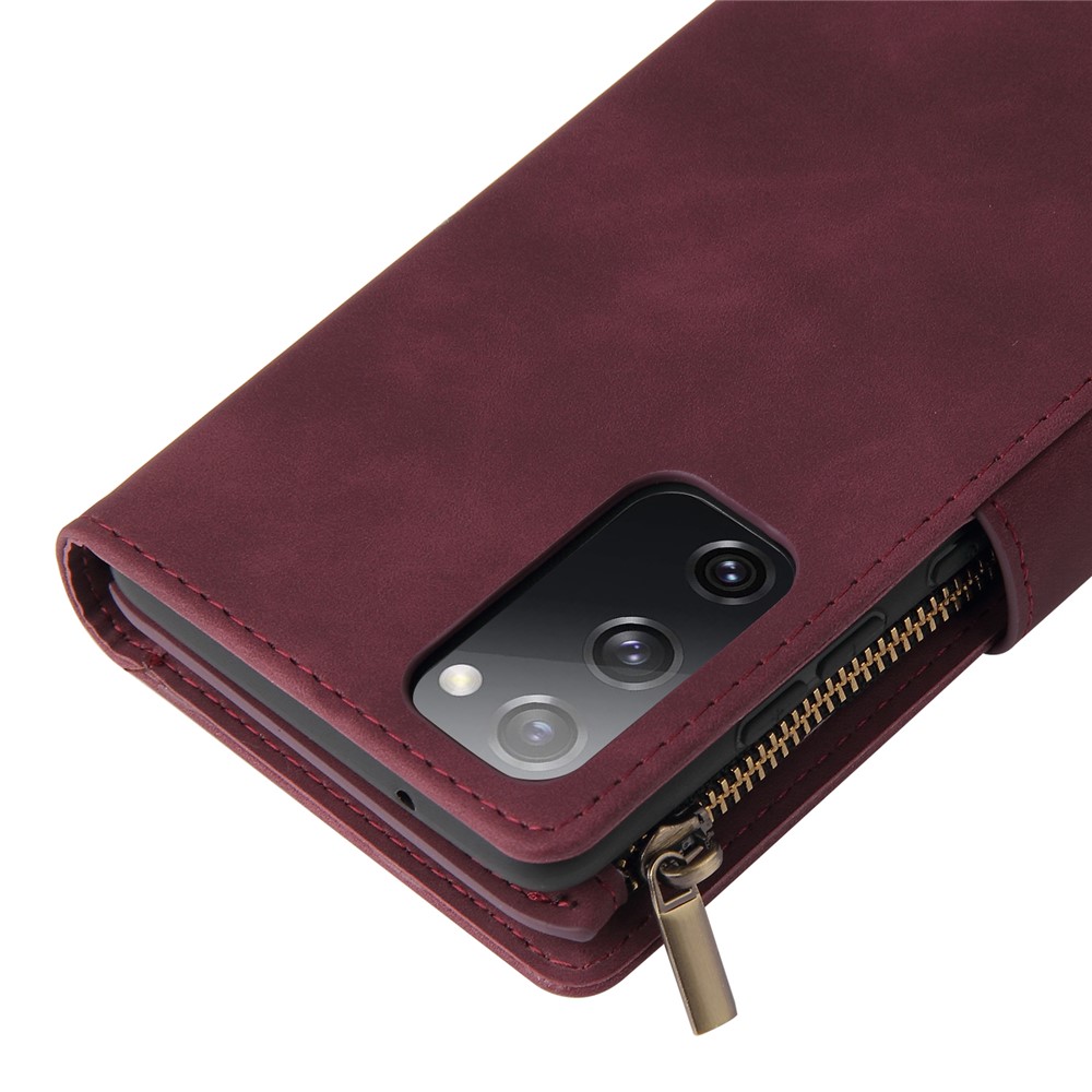 With Many Card Slots Leather Wallet Case for Samsung Galaxy S20 FE/S20 Fan Edition/S20 FE 5G/S20 Fan Edition 5G - Red-9