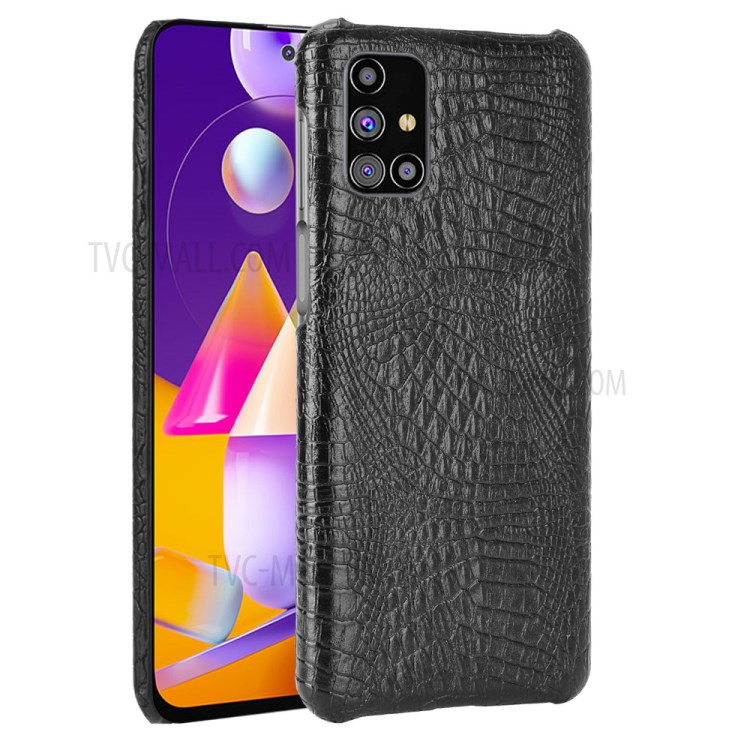 Crocodile Texture PU Leather Coated Hard Phone Shell for Samsung Galaxy M31s - Black-1