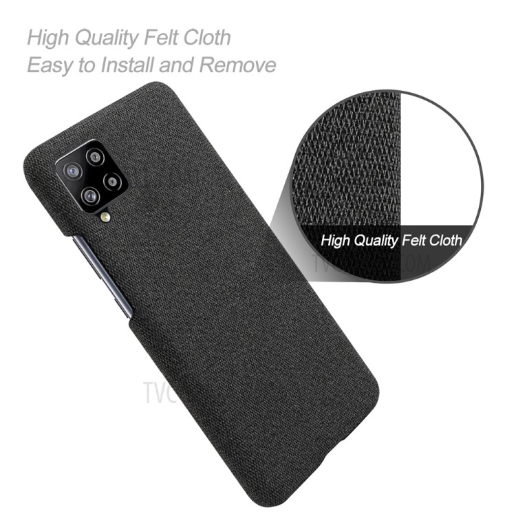 Cloth Texture Plastic Hard Phone Cover for Samsung Galaxy A42 5G - Black-4