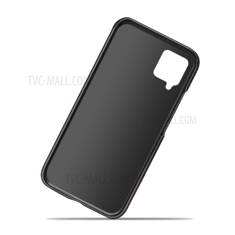 KSQ Bi-color Splicing PU Leather Coated PC Phone Case for Samsung Galaxy A42 5G Shell - Black / Dark Brown-3