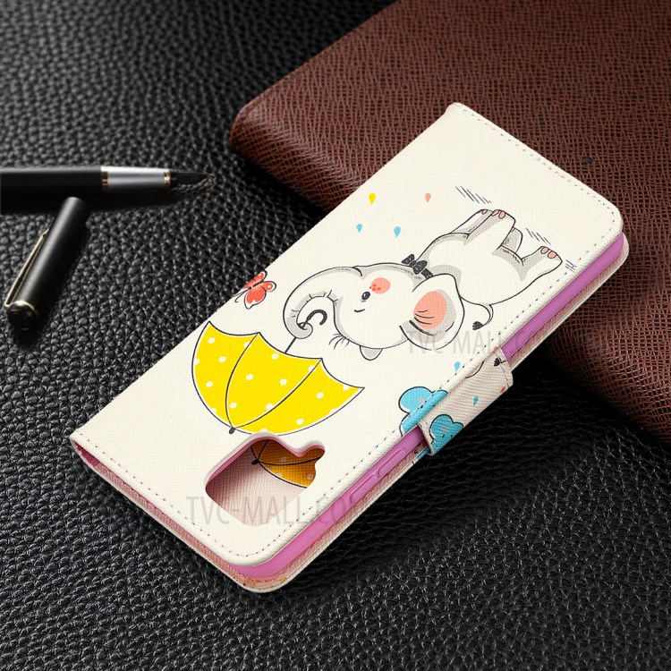 Pattern Printing Wallet Stand Flip Leather Phone Shell for Samsung Galaxy A42 5G - Elephant-5