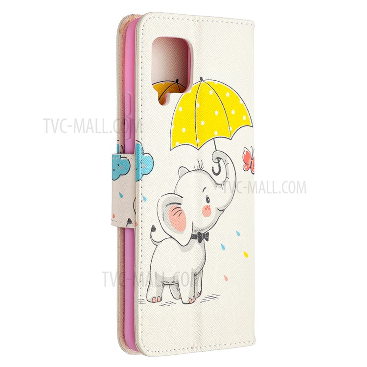 Pattern Printing Wallet Stand Flip Leather Phone Shell for Samsung Galaxy A42 5G - Elephant-7