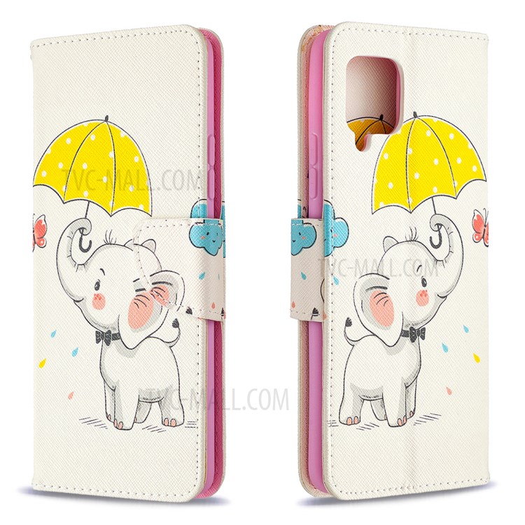 Pattern Printing Wallet Stand Flip Leather Phone Shell for Samsung Galaxy A42 5G - Elephant-8