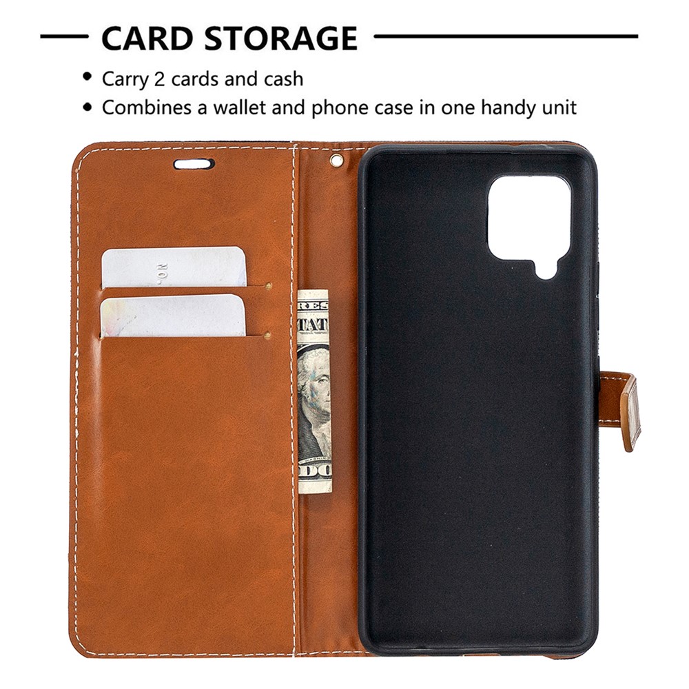 Assorted Color Jeans Cloth Leather Wallet Case for Samsung Galaxy A42 5G - Black-3