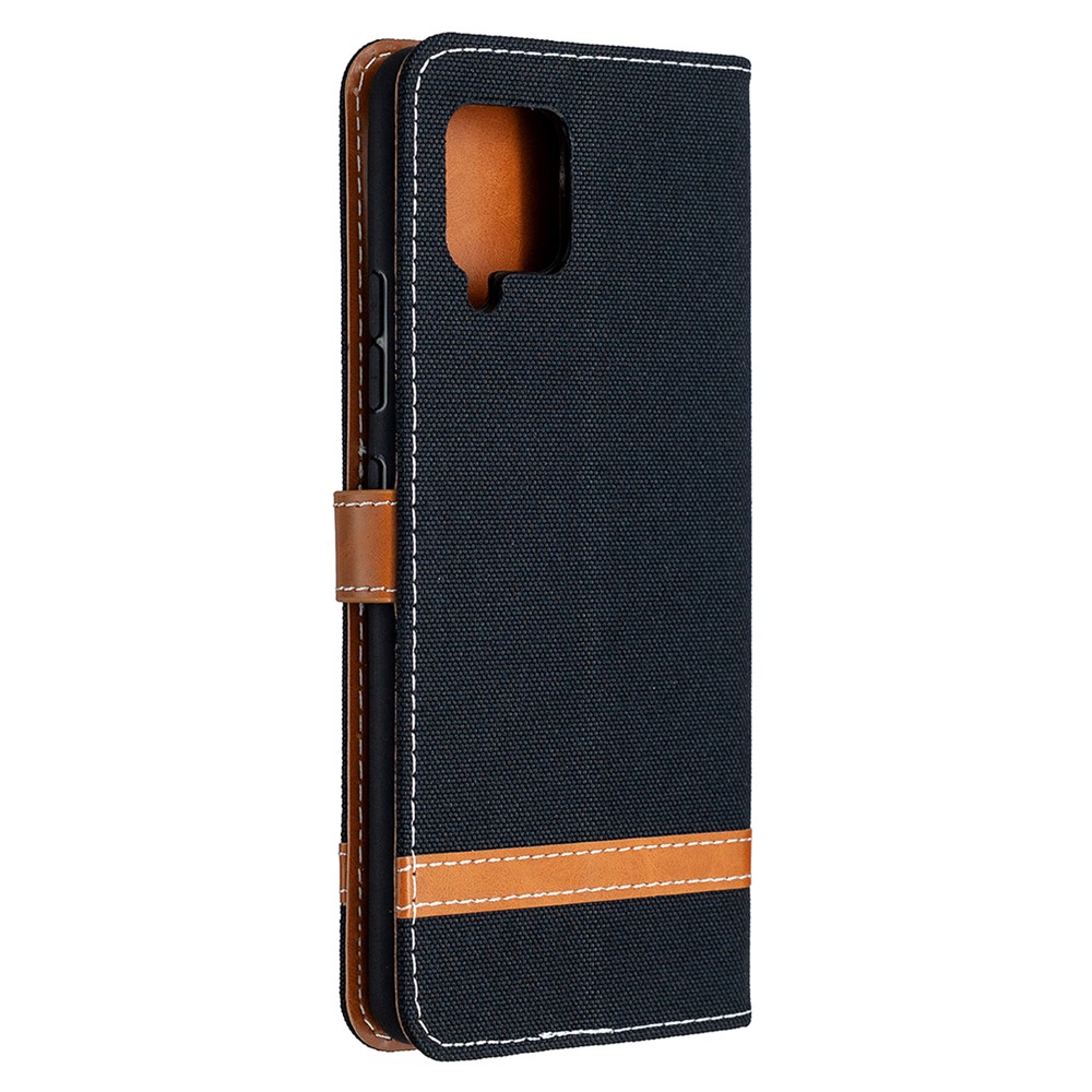 Assorted Color Jeans Cloth Leather Wallet Case for Samsung Galaxy A42 5G - Black-7