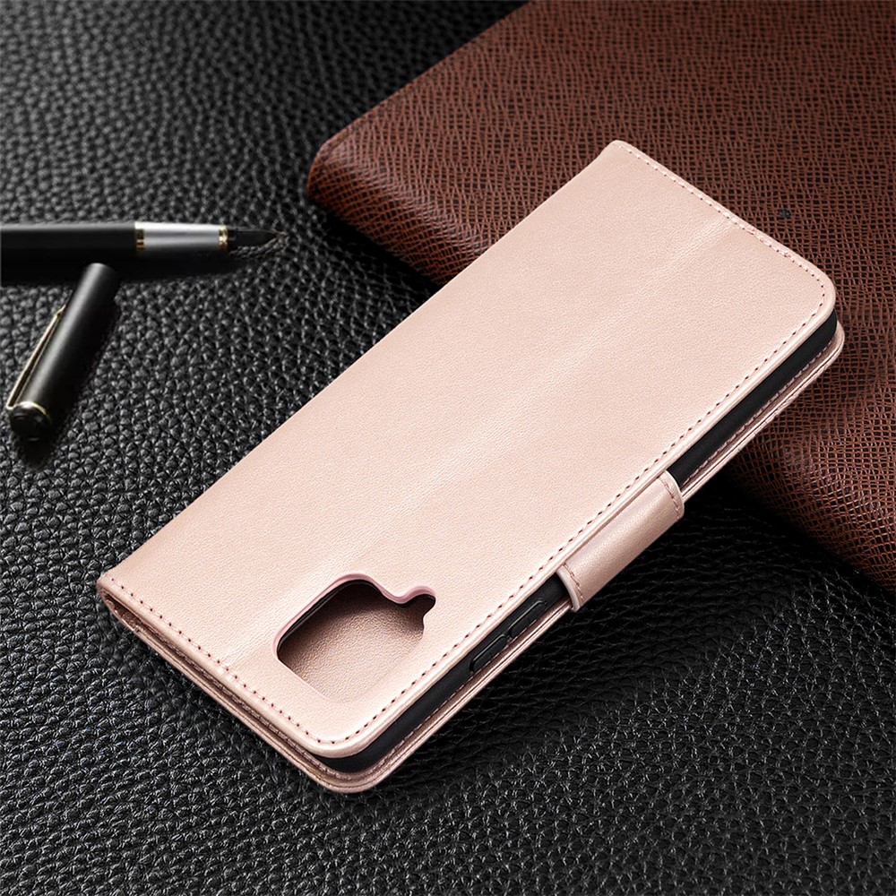 Abdruck Schmetterlinge Mit Brieftaschenlederabdeckung Für Samsung Galaxy A42 5G - Roségold