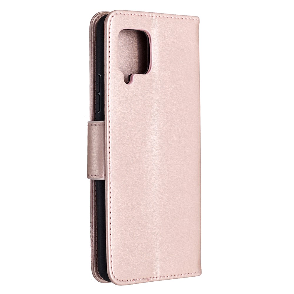 Impresión de Mariposas Con Cubierta de Cuero de Billetera Para Samsung Galaxy A42 5G - Oro Rosa