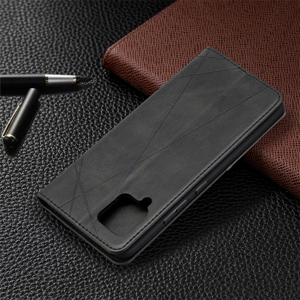 Geometric Pattern Leather Stand Case Card Holder Shell for Samsung Galaxy A42 5G - Black-6