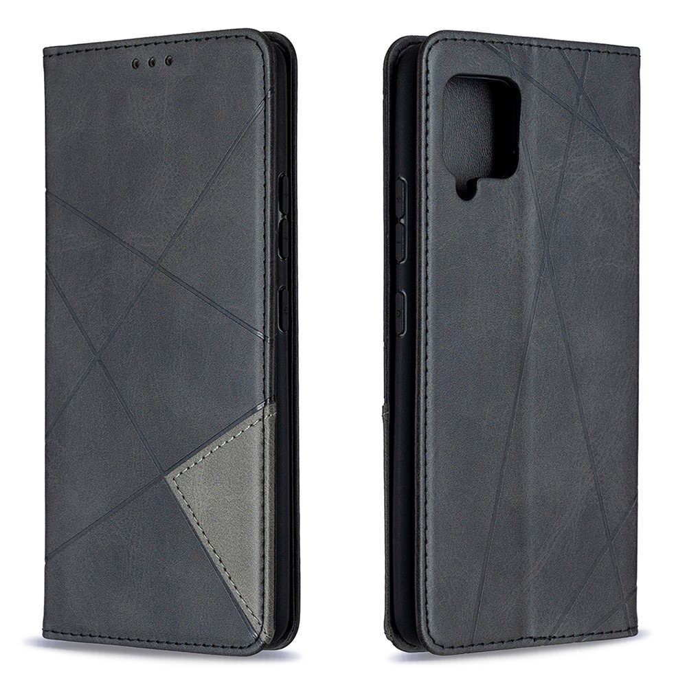 Guscio di Supporto Per Carta Per Supporto in Pelle Geometrica Per il Guscio di Carta Per Samsung Galaxy A42 5G - Nero