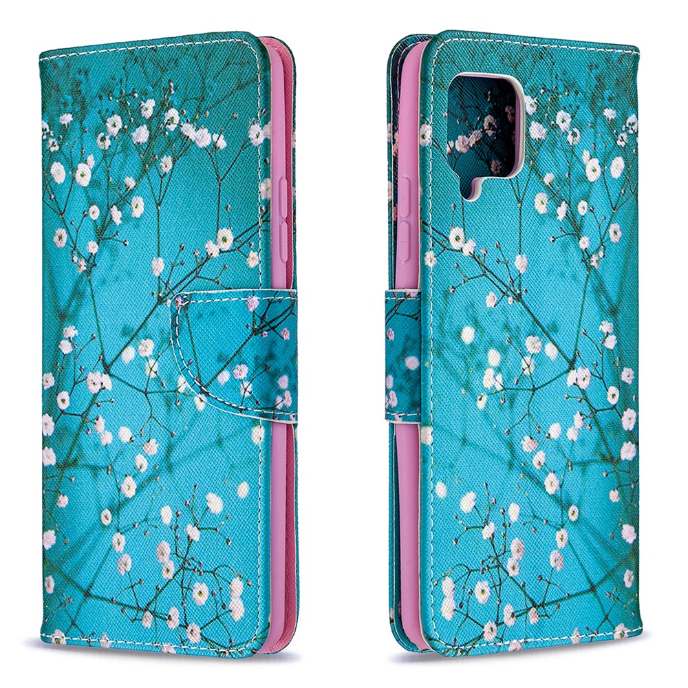 Pattern Printing Leather Wallet Protective Shell for Samsung Galaxy A42 5G - Flower Branches-4