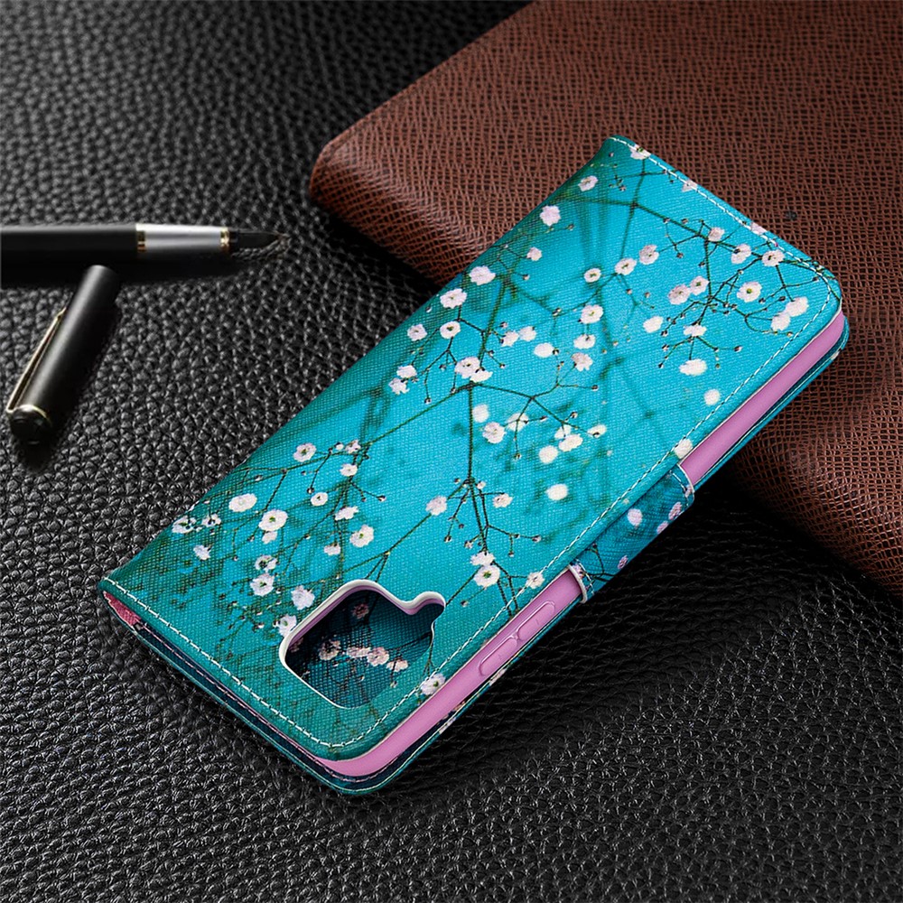 Pattern Printing Leather Wallet Protective Shell for Samsung Galaxy A42 5G - Flower Branches-8