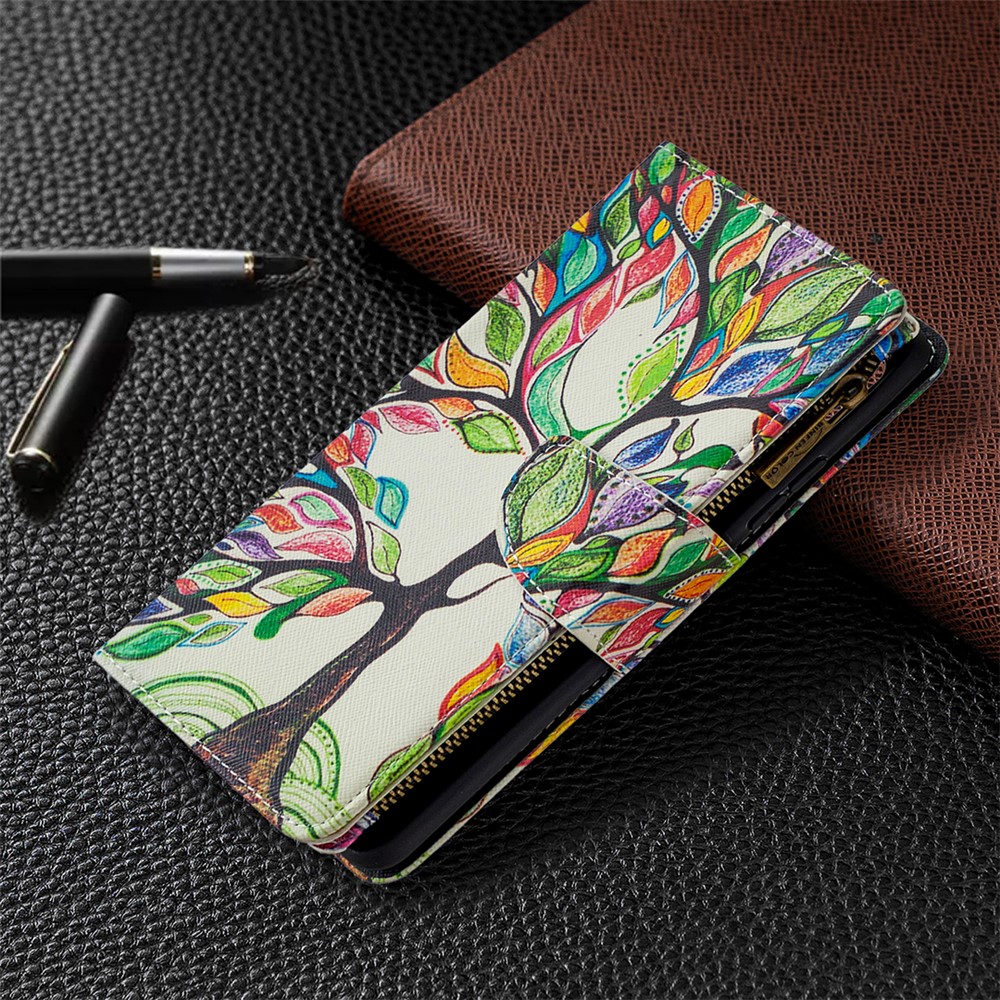 Funda Telefónica De Cuero Con Cremallera De Impresión De Patrones BF03 Para Samsung Galaxy A42 5G - Arbol De La Vida