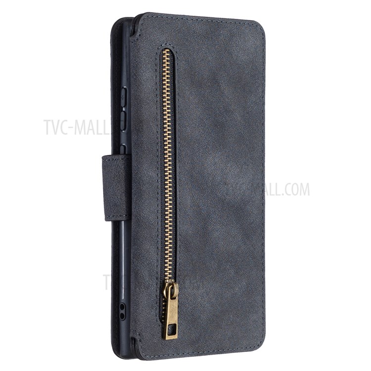 Detachable Matte Finish Leather Wallet Phone Cover with Zippered Pocket for Samsung Galaxy Note20 Ultra 5G / Galaxy Note20 Ultra - Black-3