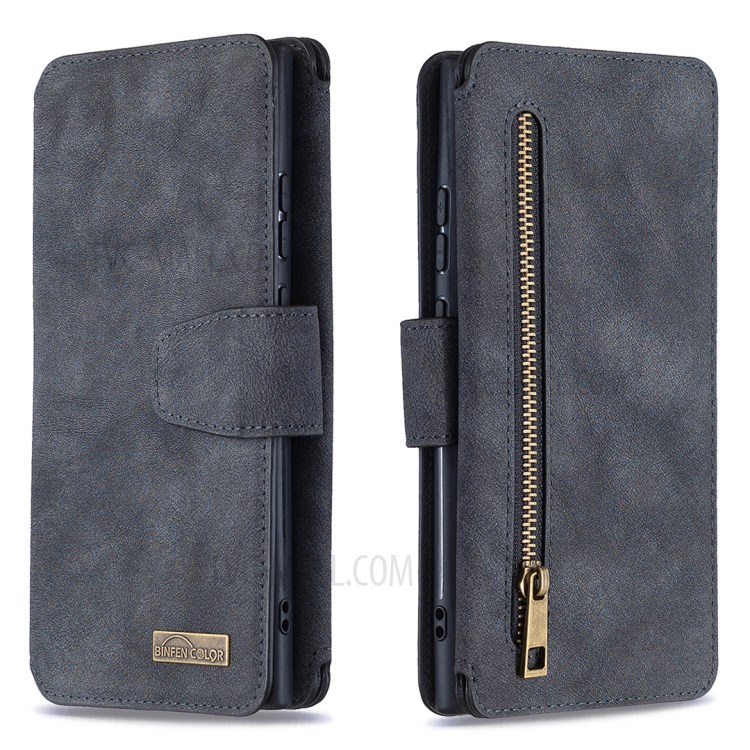 Detachable Matte Finish Leather Wallet Phone Cover with Zippered Pocket for Samsung Galaxy Note20 Ultra 5G / Galaxy Note20 Ultra - Black-4