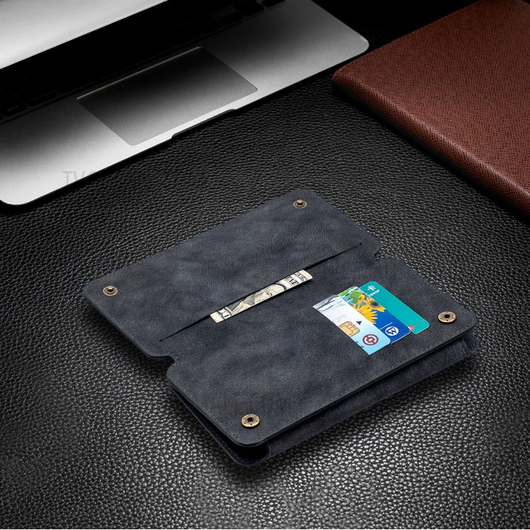 BF07 Detachable Matte Finish Leather Wallet Phone Cover with Zippered Pocket for Samsung Galaxy S20 Plus - Black-11