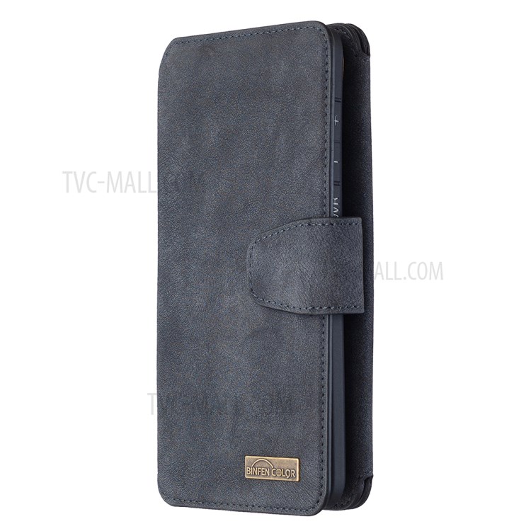 BF07 Detachable Matte Finish Leather Wallet Phone Cover with Zippered Pocket for Samsung Galaxy S20 Plus - Black-2