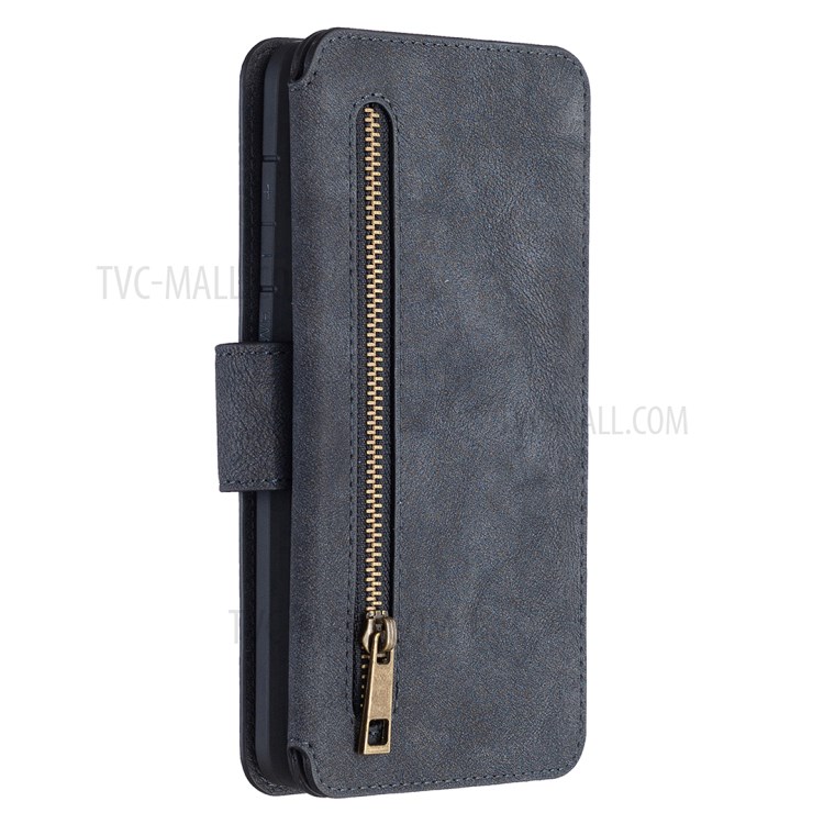 BF07 Detachable Matte Finish Leather Wallet Phone Cover with Zippered Pocket for Samsung Galaxy S20 Plus - Black-3