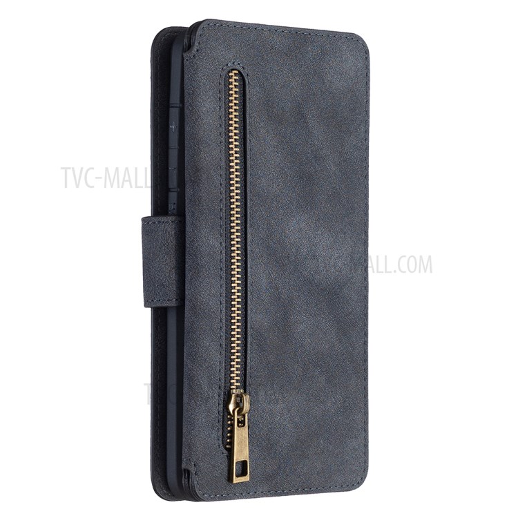 BF07 Detachable Matte Finish Leather Wallet Phone Cover with Zippered Pocket for Samsung Galaxy S20 Ultra - Black-3