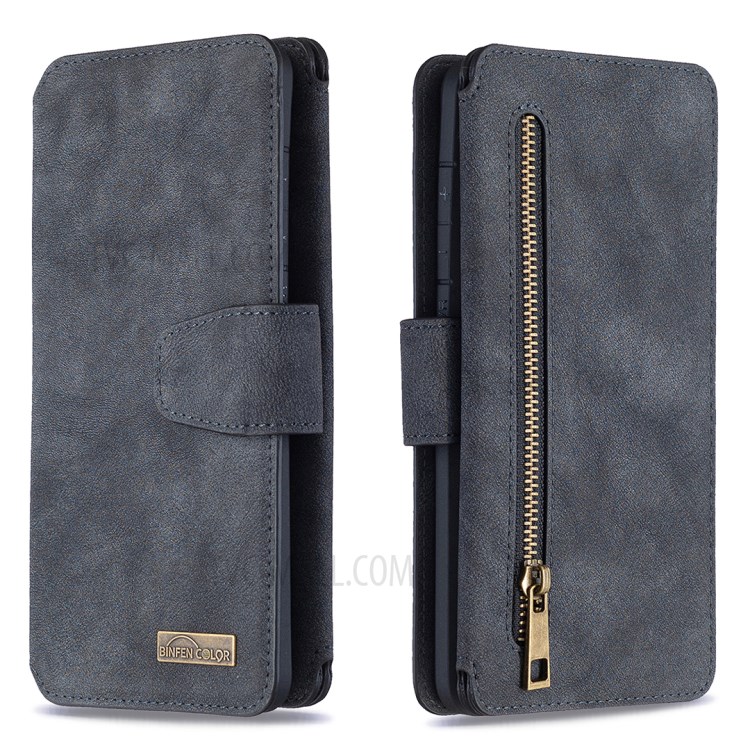 BF07 Detachable Matte Finish Leather Wallet Phone Cover with Zippered Pocket for Samsung Galaxy S20 Ultra - Black-4