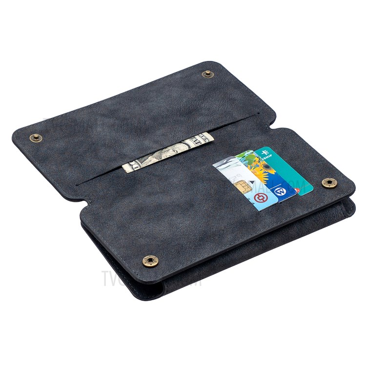 Detachable Matte Finish Leather Wallet Phone Cover with Zippered Pocket for Samsung Galaxy S20 - Black-7