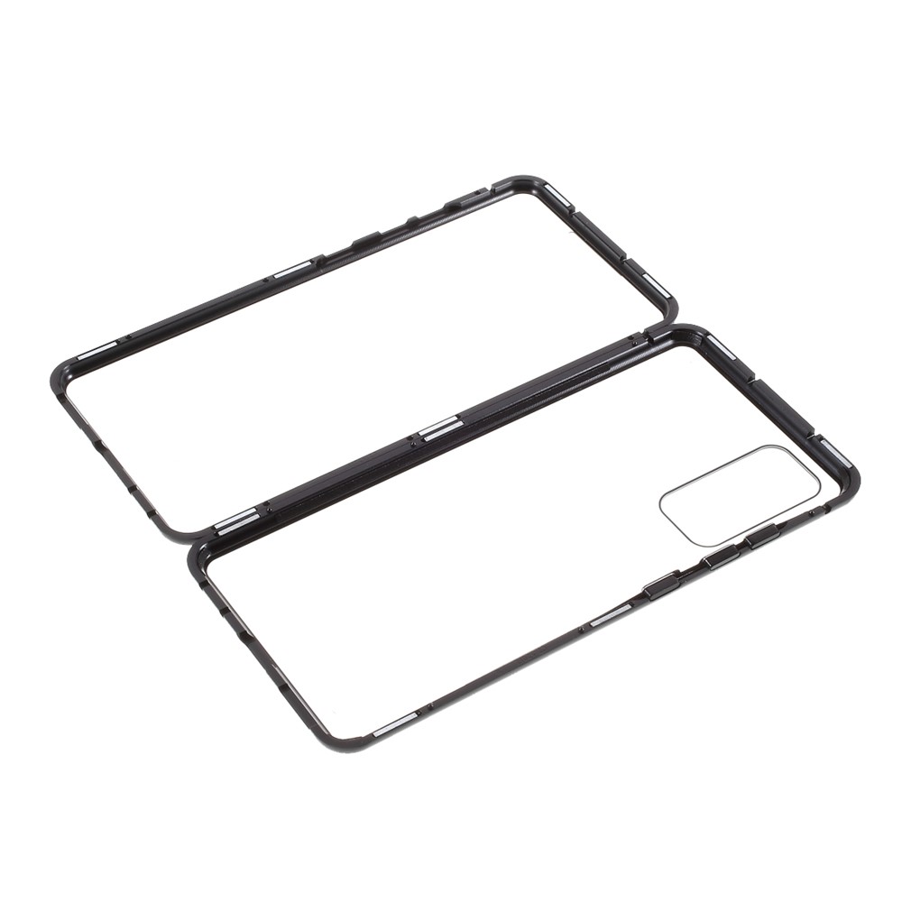 Крышка Для Samsung Galaxy S20 FE / S20 Fan Edition / S20 Fe 5G / S20 Вентиляционное Издание 5G Съемный Металл + Двусторонний Закаленный Стеклянный Корпус - Черный-1