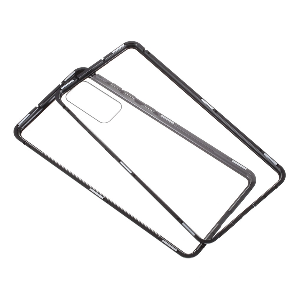 Крышка Для Samsung Galaxy S20 FE / S20 Fan Edition / S20 Fe 5G / S20 Вентиляционное Издание 5G Съемный Металл + Двусторонний Закаленный Стеклянный Корпус - Черный-2