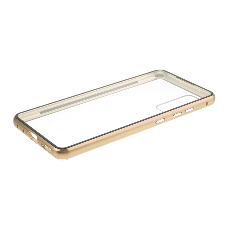 Couverture Pour Samsung Galaxy S20 Fe / S20 Fan Edition / S20 Fe 5G / S20 Edition De Ventilateur 5G Métal Détachable + Boîtier En Verre Trempé À Deux Côtés (aucune Empreinte Digitale Déverrouillée) - Or-7
