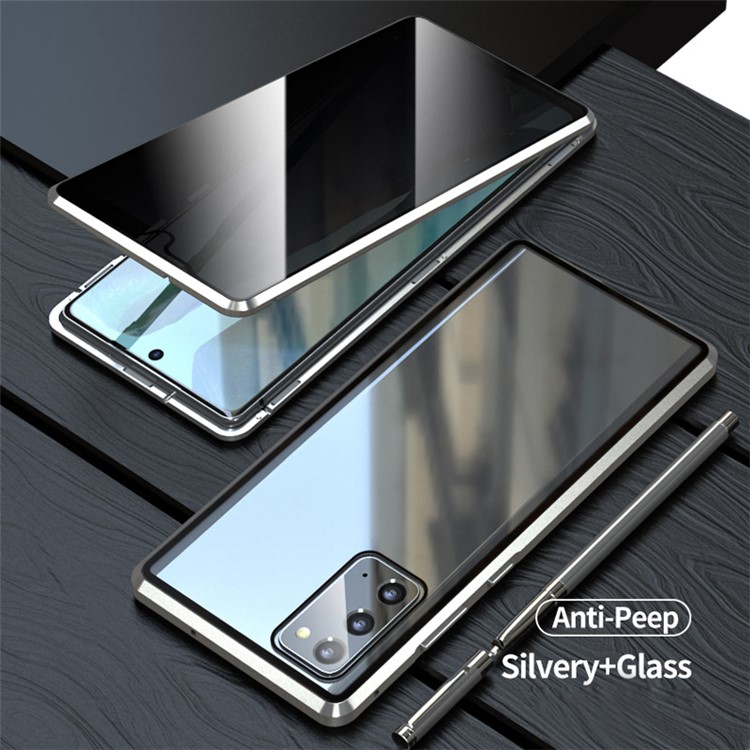 Instalação Magnética Anti-peep Frame de Metal + Caixa Híbrida de Vidro Temperado Para Samsung Galaxy S20 Fe/fan Edition/S20 fe 5g/fan Edition 5G/S20 Lite/S20 fe 2022 - Prata-2