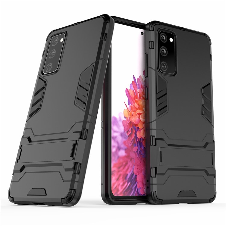 2 Sur 1 PC + TPU Hybrid Phone Case Avec Kickstand Pour Samsung Galaxy S20 FE / S20 Fan Edition / S20 fe 5g / S20 Fan Edition 5g / S20 Lite / S20 fe 2022 - le Noir-6