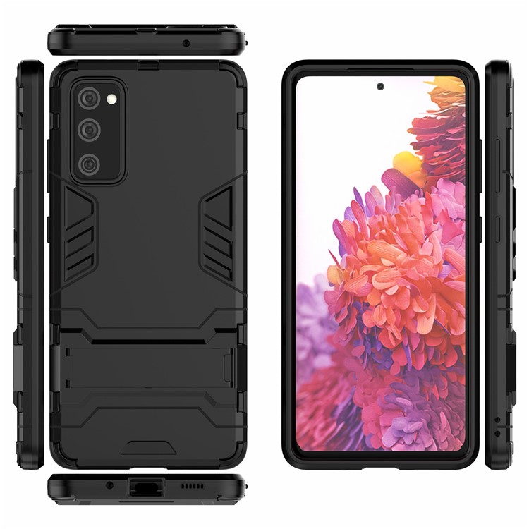 2 Sur 1 PC + TPU Hybrid Phone Case Avec Kickstand Pour Samsung Galaxy S20 FE / S20 Fan Edition / S20 fe 5g / S20 Fan Edition 5g / S20 Lite / S20 fe 2022 - le Noir-7