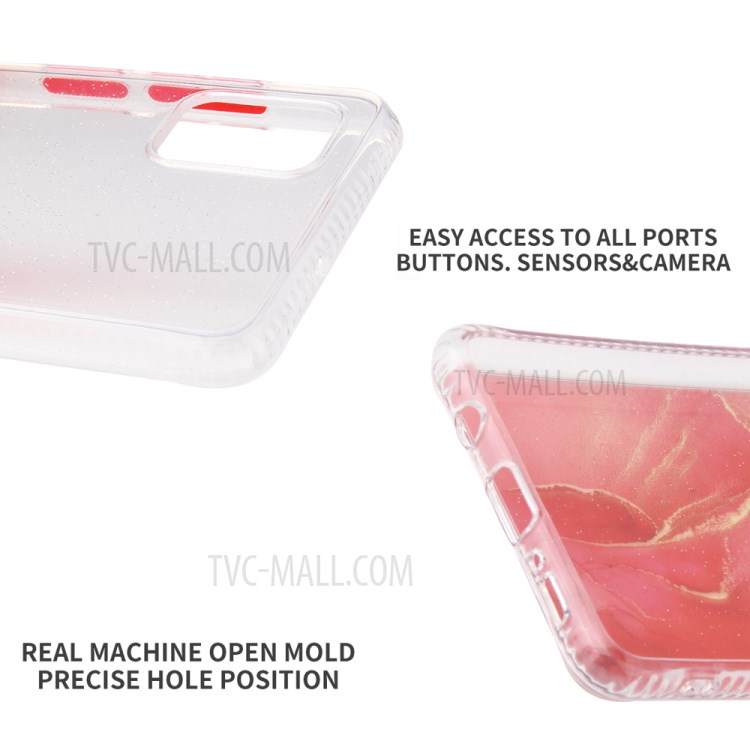 Marble Pattern TPU + Acrylic Combo Case for Samsung Galaxy A51 SM-A515 - Red-4