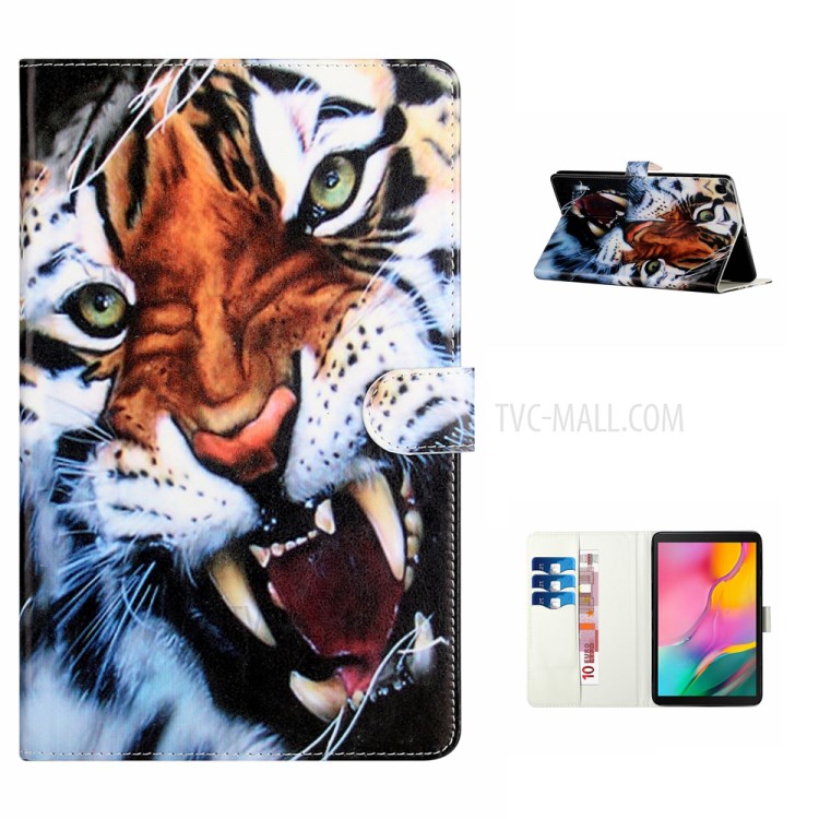 Pattern Printing Wallet Stand PU Leather Tablet Case for Samsung Galaxy Tab A 10.1 (2019)/T510/T515 - Tiger-1