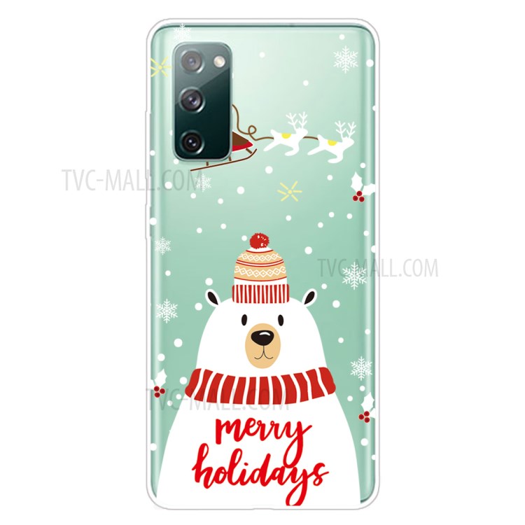 Christmas Theme Painting TPU Cell Phone Case for Samsung Galaxy S20 FE/S20 Fan Edition/S20 FE 5G/S20 Fan Edition 5G/S20 Lite - Polar Bear with Scarf-1