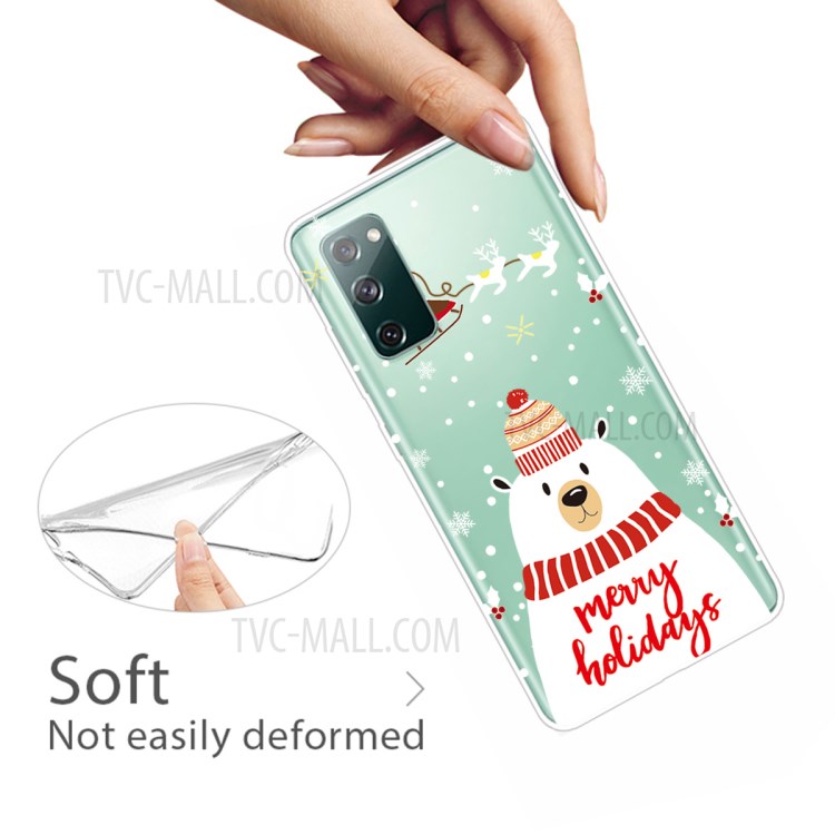 Christmas Theme Painting TPU Cell Phone Case for Samsung Galaxy S20 FE/S20 Fan Edition/S20 FE 5G/S20 Fan Edition 5G/S20 Lite - Polar Bear with Scarf-3