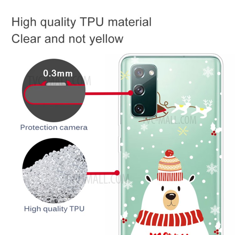 Christmas Theme Painting TPU Cell Phone Case for Samsung Galaxy S20 FE/S20 Fan Edition/S20 FE 5G/S20 Fan Edition 5G/S20 Lite - Polar Bear with Scarf-4