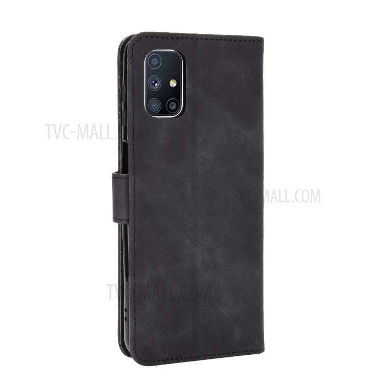 Skin-touch Leather Wallet Phone Cover for Samsung Galaxy M51 Side Fingerprint Version - Black-6