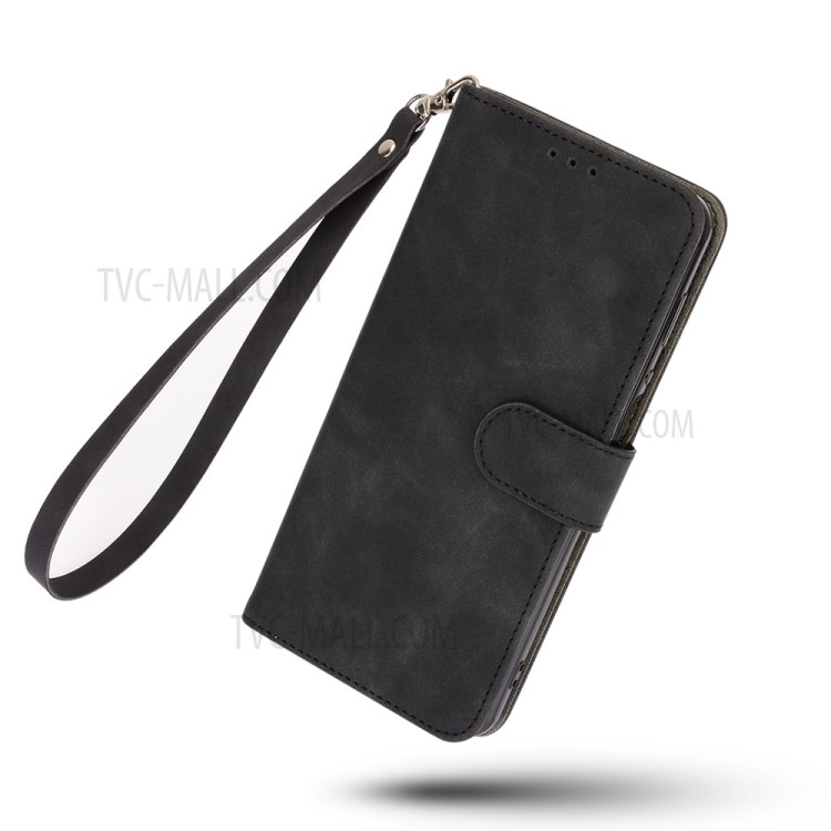 Skin-touch Leather Wallet Phone Cover for Samsung Galaxy M51 Side Fingerprint Version - Black-7