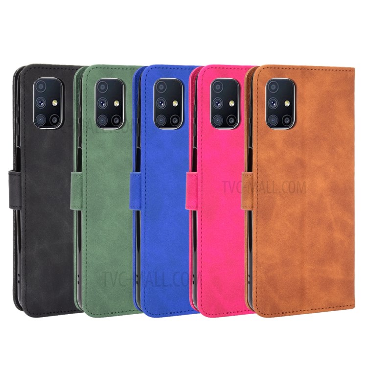 Skin-touch Leather Wallet Phone Cover for Samsung Galaxy M51 Side Fingerprint Version - Black-9