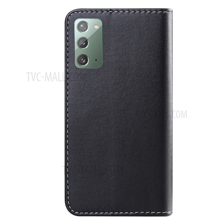 Three-color Splicing Leather Wallet Stand Cover Shell for Samsung Galaxy Note 20 - Black/White/Grey-3