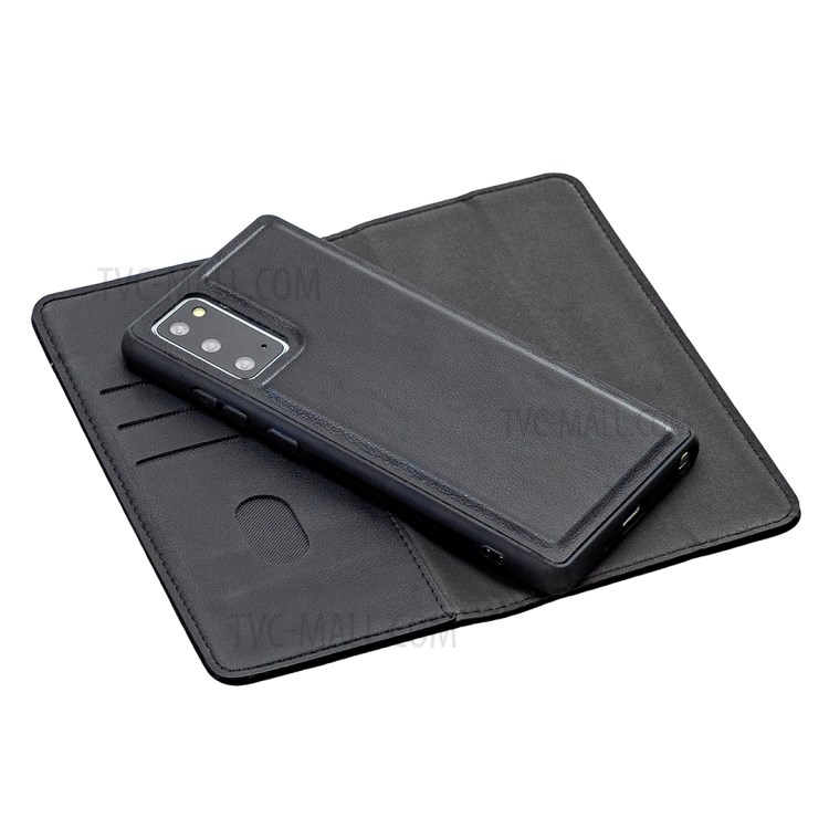 2 in 1 Genuine Leather Wallet Phone Protective Case for Samsung Galaxy Note 20/Note 20 5g - Black-5