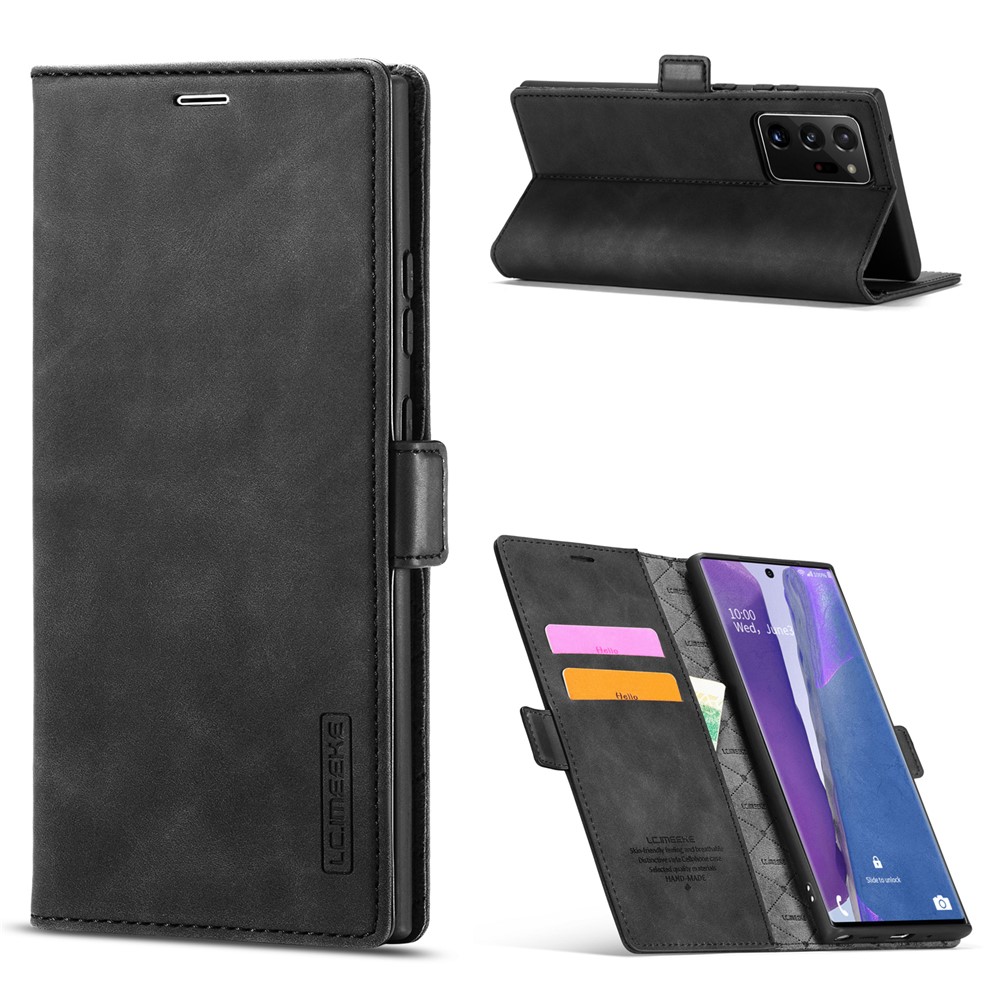 LC.IMEEKE LC Strong Magnetic Series Leather Wallet Phone Protective Shell for Samsung Galaxy Note20 Ultra/Note20 Ultra 5G - Black-1