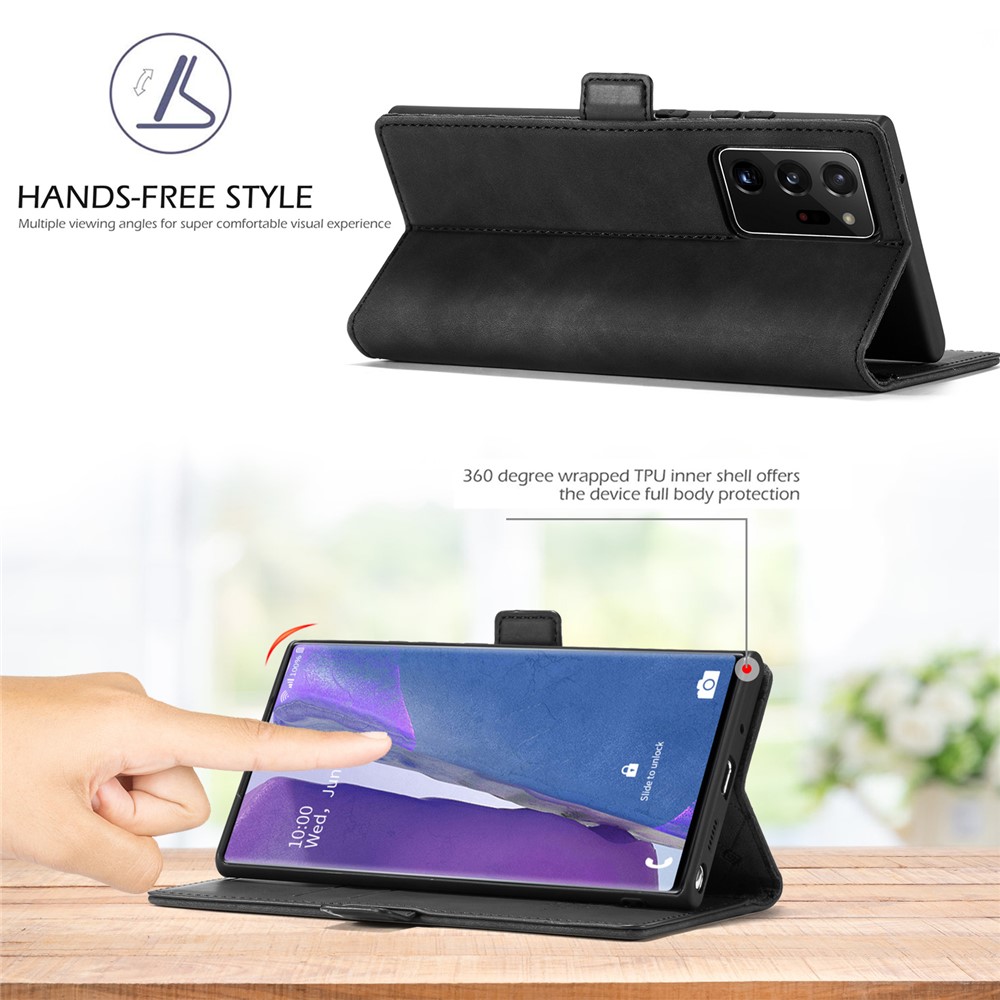 LC.IMEEKE LC Strong Magnetic Series Leather Wallet Phone Protective Shell for Samsung Galaxy Note20 Ultra/Note20 Ultra 5G - Black-11