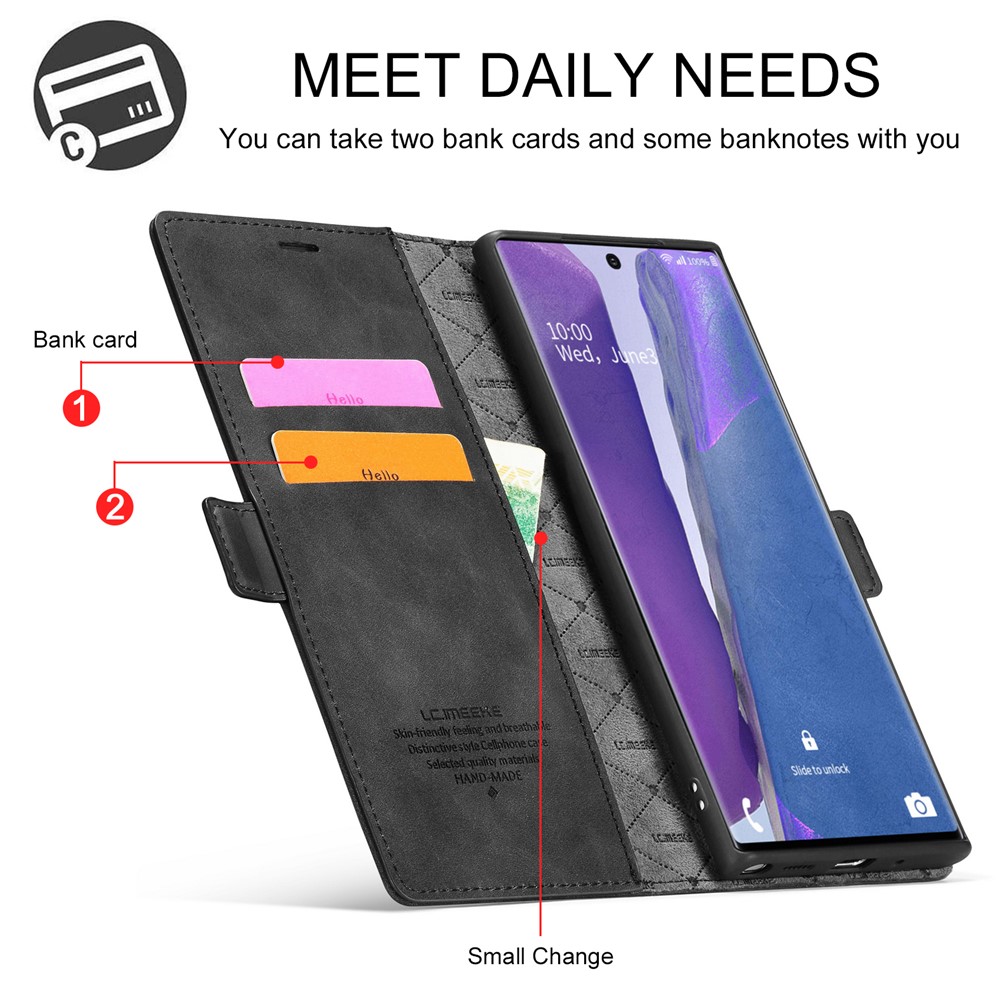 LC.IMEEKE LC Strong Magnetic Series Leather Wallet Phone Protective Shell for Samsung Galaxy Note20 Ultra/Note20 Ultra 5G - Black-16
