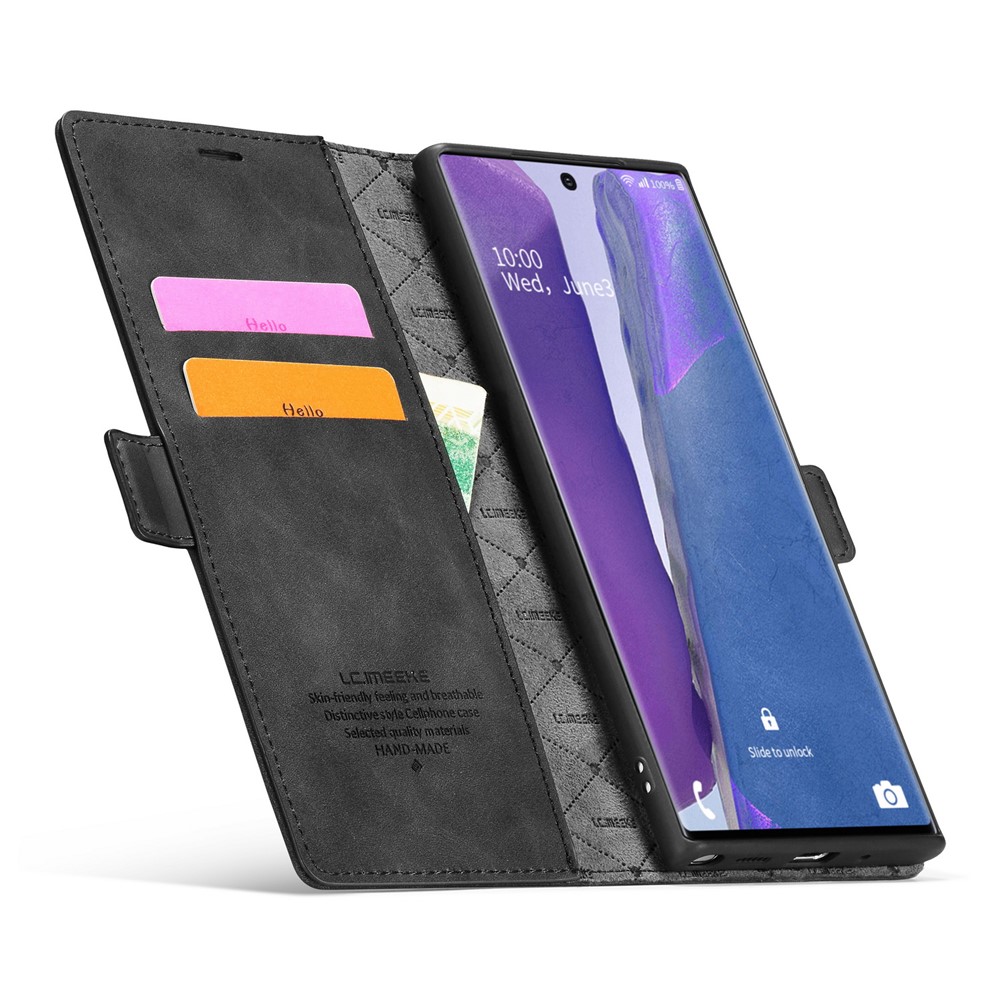 LC.IMEEKE LC Strong Magnetic Series Leather Wallet Phone Protective Shell for Samsung Galaxy Note20 Ultra/Note20 Ultra 5G - Black-7