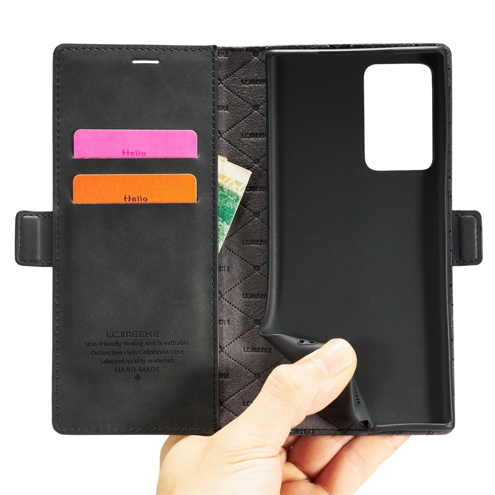 LC.IMEEKE LC Strong Magnetic Series Leather Wallet Phone Protective Shell for Samsung Galaxy Note20 Ultra/Note20 Ultra 5G - Black-8